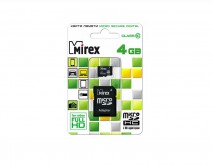 Карта памяти MicroSDHC MIREX 4GB cl10 + SD, 13613-AD10SD04 