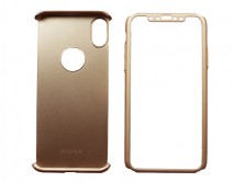 Чехол iPhone X Двухсторонний + стекло (золото) 