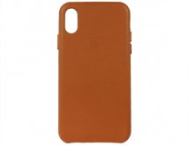 Чехол iPhone X/XS Leather case copy в упаковке коричневый 