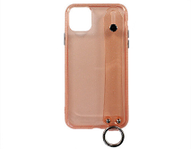 Чехол iPhone 11 Pro Max Cиликон с ремешком (розовый)