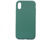 Чехол iPhone XR Liquid Silicone FULL (темно-зеленый)
