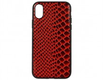 Чехол iPhone X/XS Leather Reptile (красный)