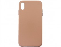 Чехол iPhone XS Max Leather Case без лого, розовый 