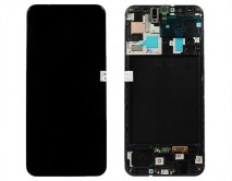 Дисплей Samsung A505F Galaxy A50 + тачскрин + рамка черный (AMOLED LCD Оригинал/Замененное стекло) 