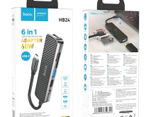 Type-C HUB Hoco HB24 (HDMI+USB3.0+USB2.0+SD+TF+PD) серый