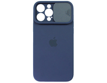 Чехол iPhone 13 Pro Max Protect Cam, с яблоком, темно-синий 