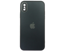 Чехол iPhone X/XS Matte Glass, с яблоком, черный 