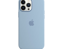 Чехол iPhone 13 Pro Max Silicone Case MagSafe hi-copy, с яблоком, голубой 