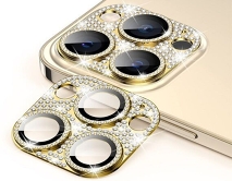 Защитная накладка на камеру iPhone 14 Pro/14 Pro Max 3D со стразами золотая