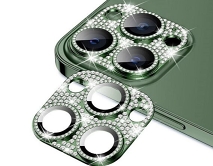 Защитная накладка на камеру iPhone 14 Pro/14 Pro Max 3D со стразами зеленая