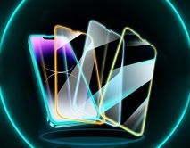 Защитное стекло iPhone 14 Pro Max Neon голубое